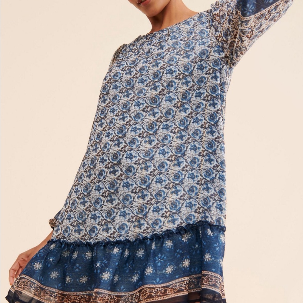 Free People Blue Floral Mini Dress